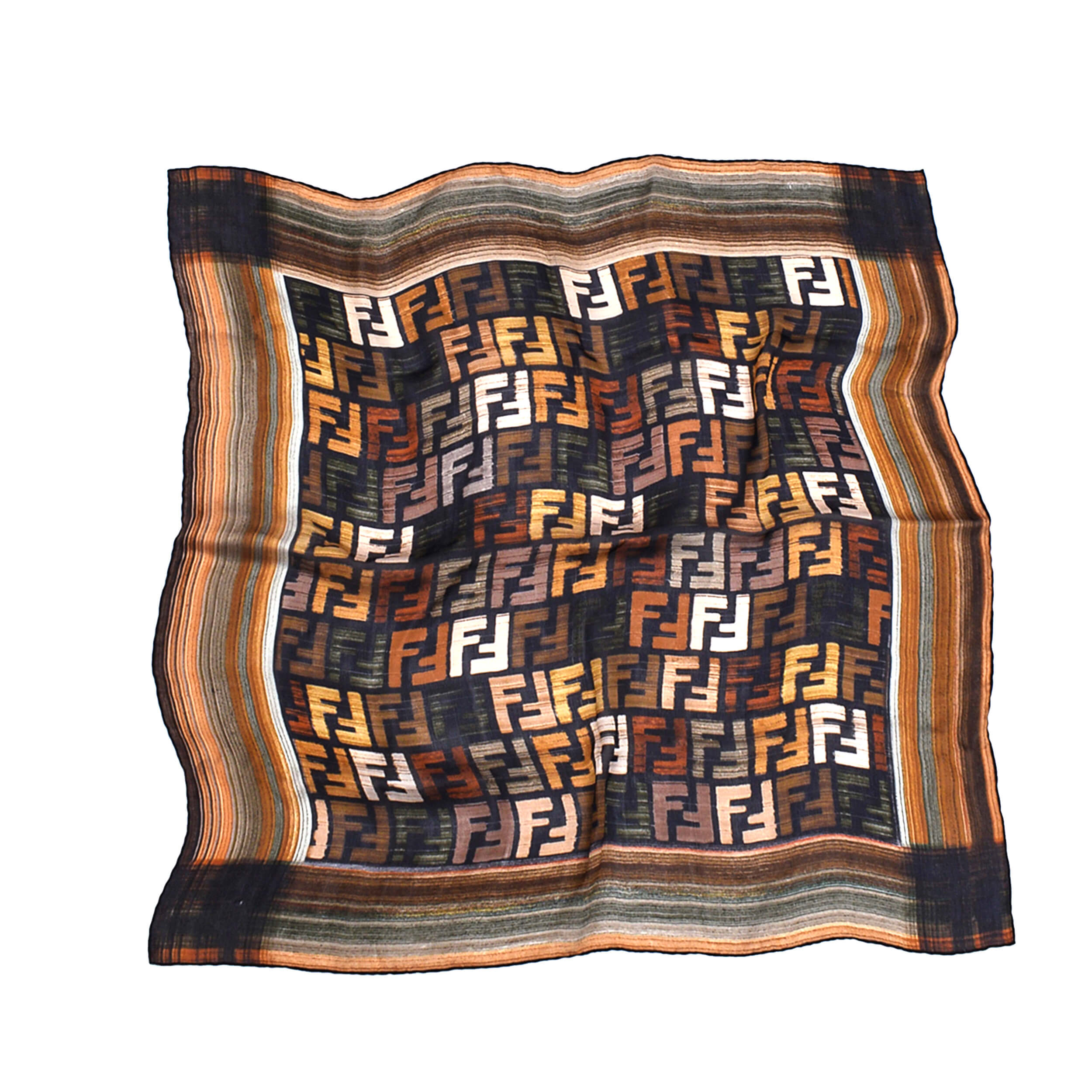 Fendi - Brown&Green Multicolor FF Zucca Silk Twilly